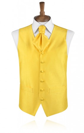 Aurora Yellow Poly Dupion Waistcoat Aurora Yellow Poly Dupion Waistcoat