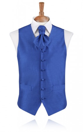 Azure Blue Poly Dupion Waistcoat