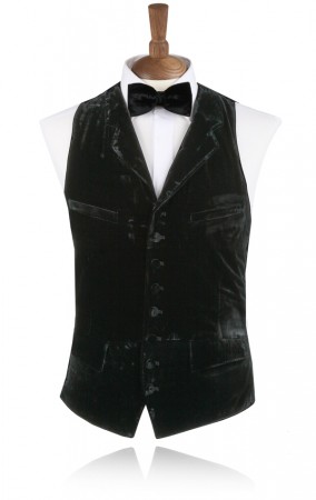 Black Silk Velvet Waistcoat