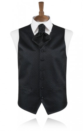 Black with Blue Glitter Dots Waistcoat