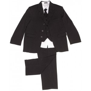 boys 5 piece black pinstripe suit