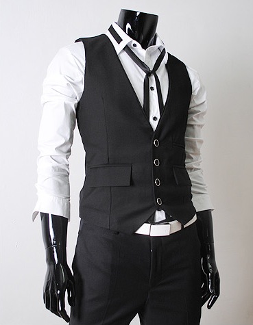 Black waistcoat styles for men 2012.