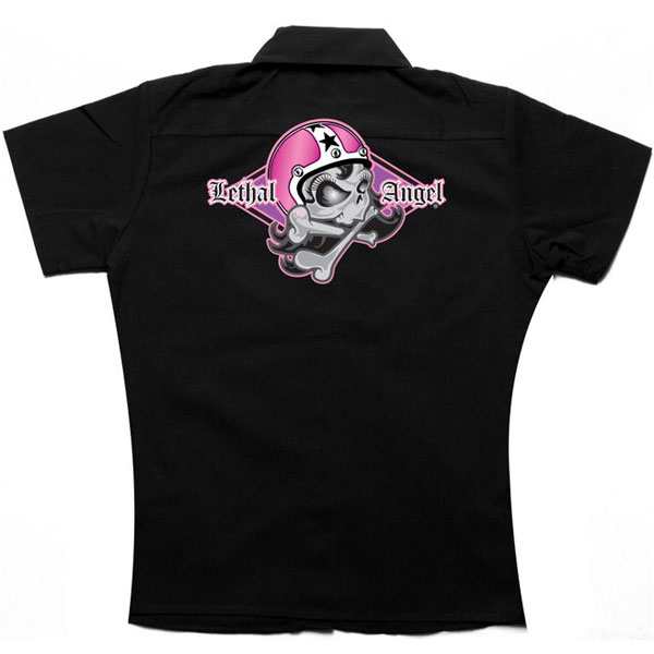 Lethal Threat Designs Girl Skull Polo Shirt Black Lethal Threat Designs Girl Skull Polo Shirt Black