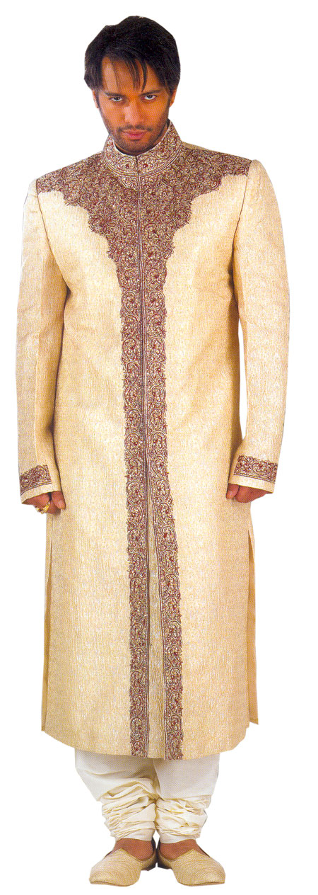 Light Beige silk sherwani