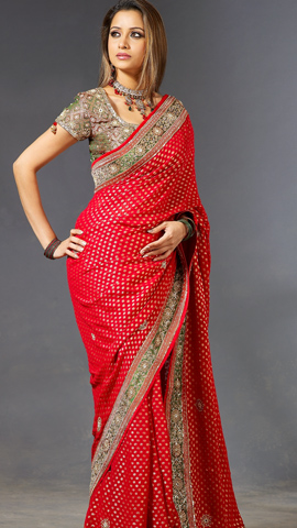 Red Saree Style
