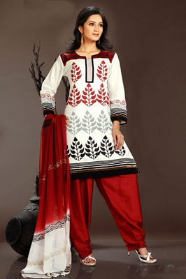 White red black salwar kameez