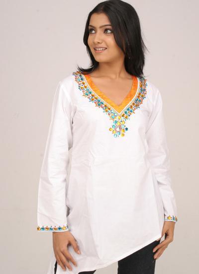 Collarless Casual Kurti Design