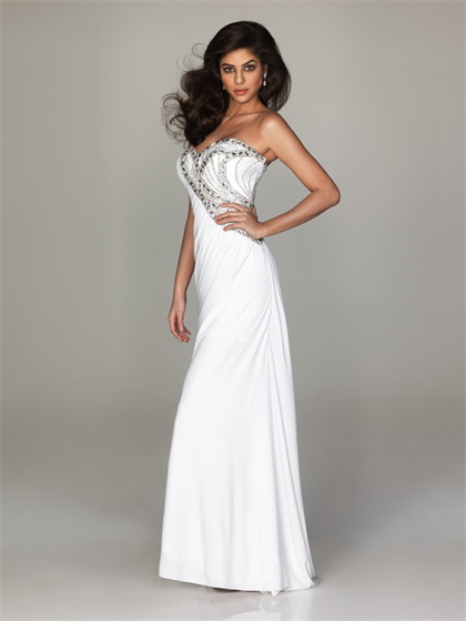 Allure sweetheart long fitting white formal dresses