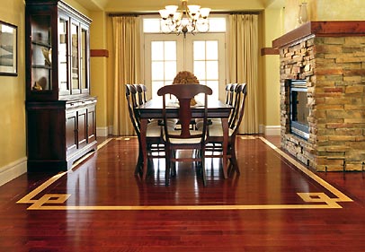 Classical Yellow Dining Room with Wooden Material