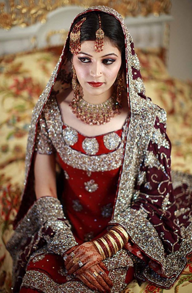 Maroon Pakistani Bridal Dresses 2012