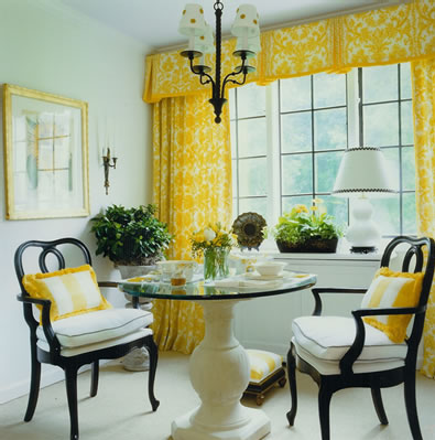 Minimalist White Yellow Dining Room