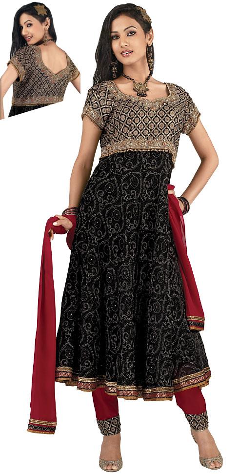 Red and Black anarkali suits