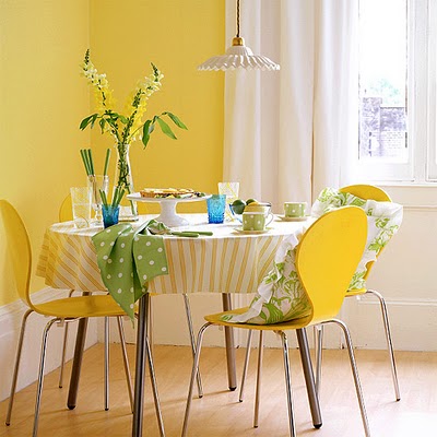 Simple Yellow Dining Room Concept