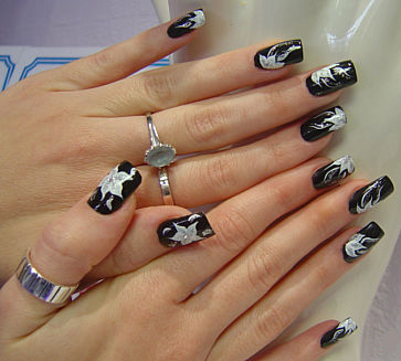 black charm women nail art