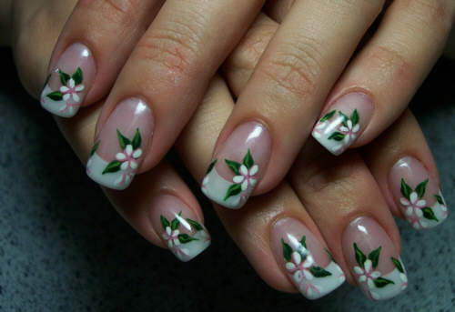 plant motif women nail art