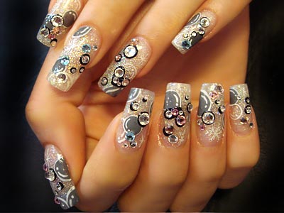 women nail art with kawaii motif