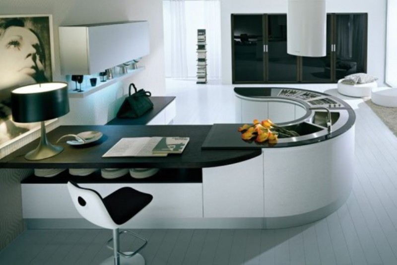 Sophisticated Masculine Futurstic Round Top Kitchen design