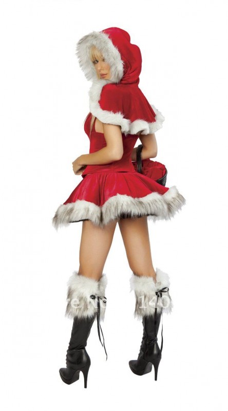 2012 New Arrival Hooded velvet Christmas costumes for women