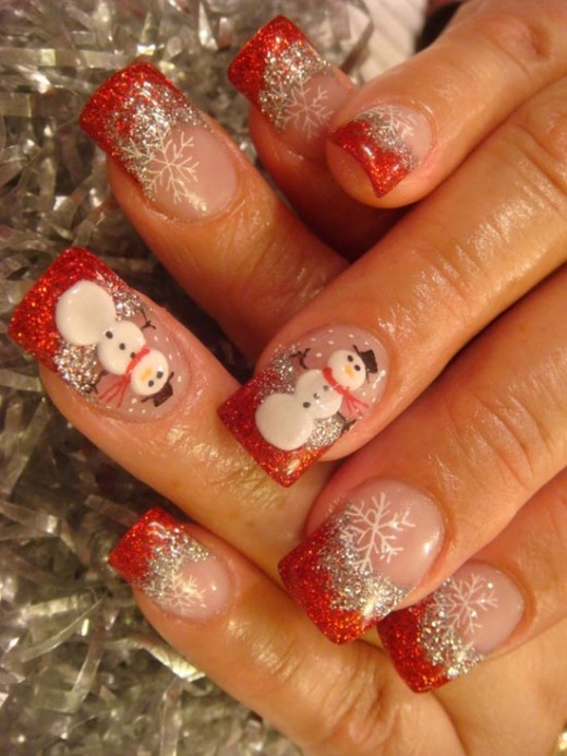 Snowman & Snowflake Nails