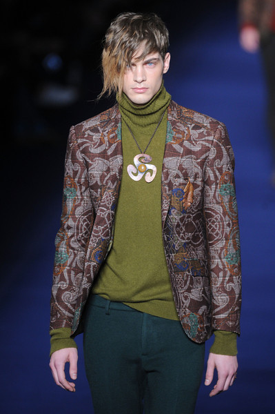 Model walks the runway during the Etro show