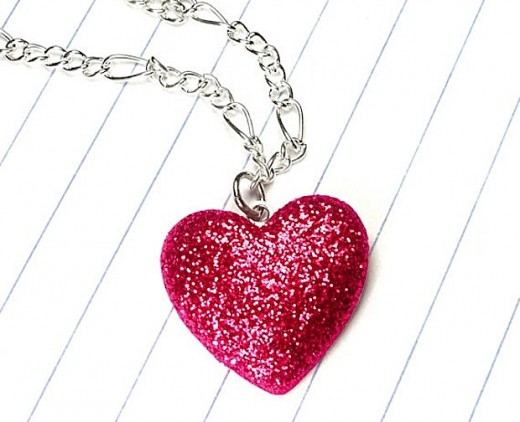 valentines day gifts ideas pink handmade glitter heart pendant