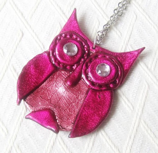 valentines day gifts ideas pink owl handmade pendant
