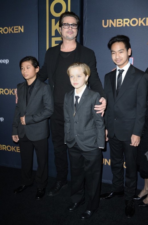 Brad Pitt and His Kids Hit the Red Carpet for Angelina Jolie
