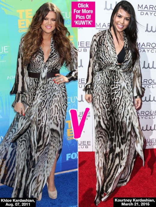 Khloe Kourtney Kardashian Same Animal Print Dress Marquee Teen Choice 2011