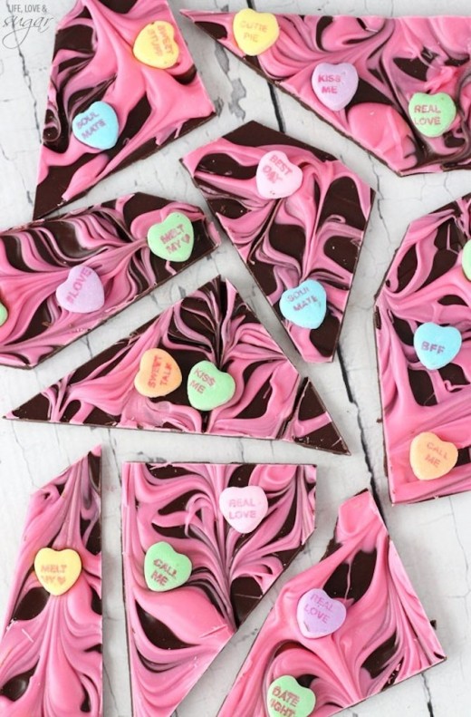 Conversation Heart Chocolate Bark