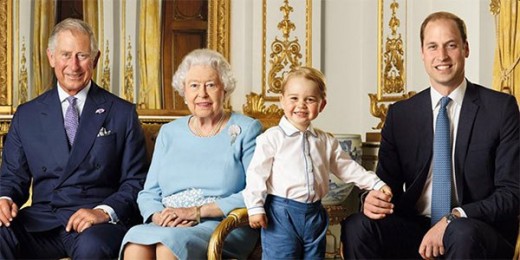 Prince George Smiling Photo with Queen Elizabeth & Prince William