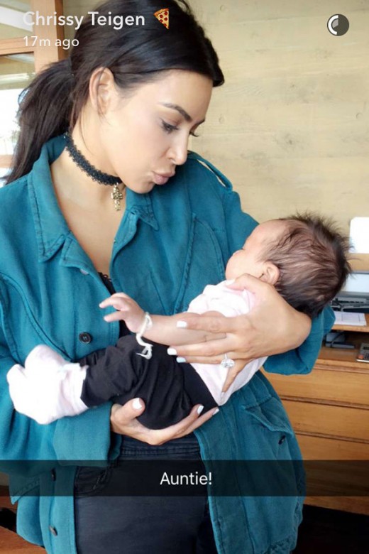 Kim & Kanye Meet Chrissy Teigen & John Legend’s Baby Watch